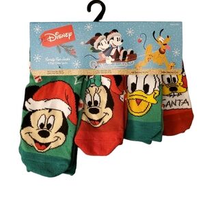 Disney Family Fun Mickey‎ & Friends Christmas Crew Socks 4 Pairs New